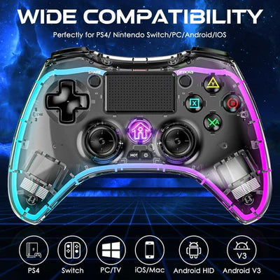 P05 Ergonomic RGB Wireless Controller with Turbo Function and Back Buttons for PS3, PS4, PC, Mobile Phones & Nintendo Switch IPLAY
