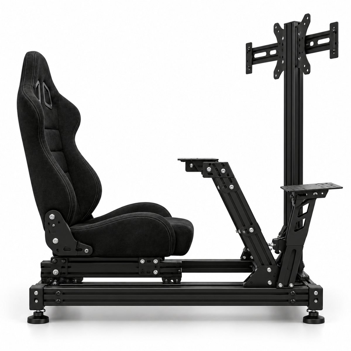 AI illustration: angled perspective of Alcantara racing cockpit