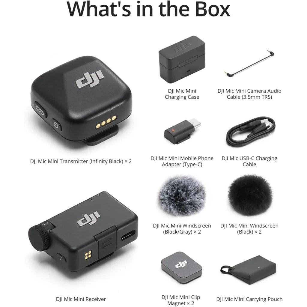 DJI Mic Mini (2 TX + 1 RX + Charging Case), Wireless Lavalier Microphone for iPhone/Camera/Android - gametricks