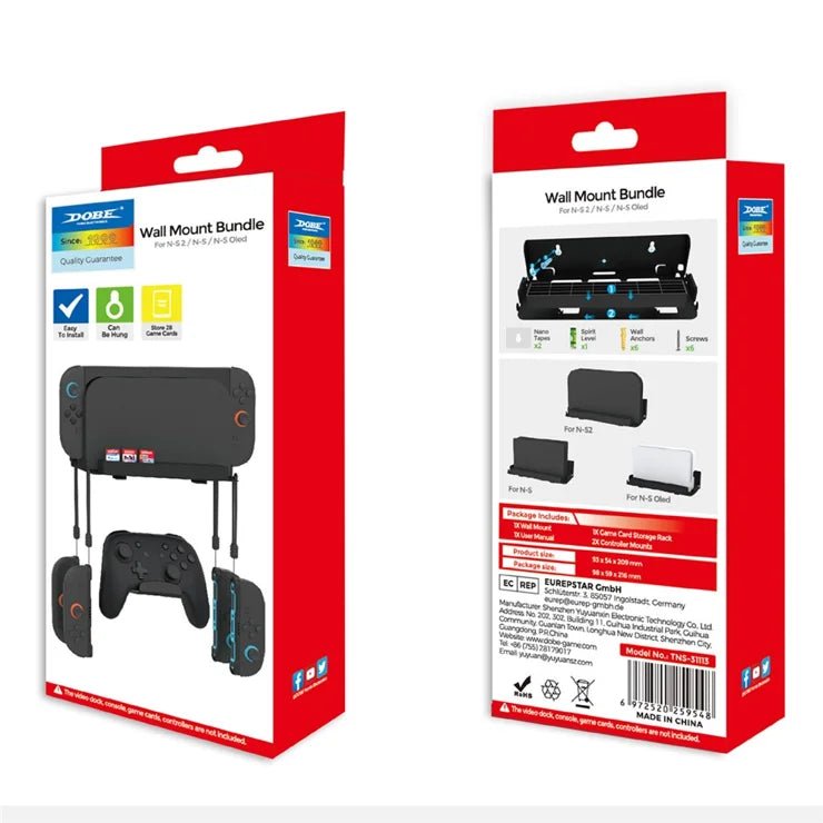 DOBE TNS-31113 Wall Mount Bracket for Nintendo Switch 2 / Switch / OLED Game Controller Hanger with Game Card Storage - gametricks