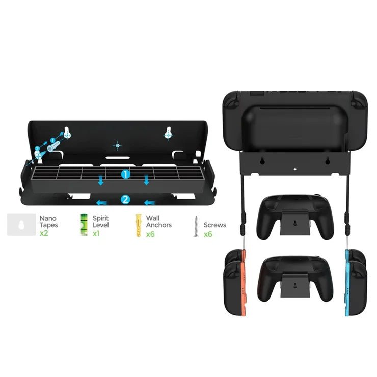 DOBE TNS-31113 Wall Mount Bracket for Nintendo Switch 2 / Switch / OLED Game Controller Hanger with Game Card Storage - gametricks