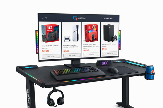 Z10 RGB Gaming Desk 120cm | Extreme LED Gaming Table with holders gametricks