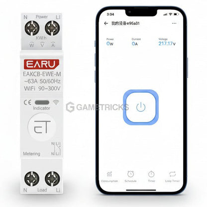 EARU 63A Smart WiFi Circuit Breaker 1P – eWeLink App Control, Alexa & Google Compatible - gametricks