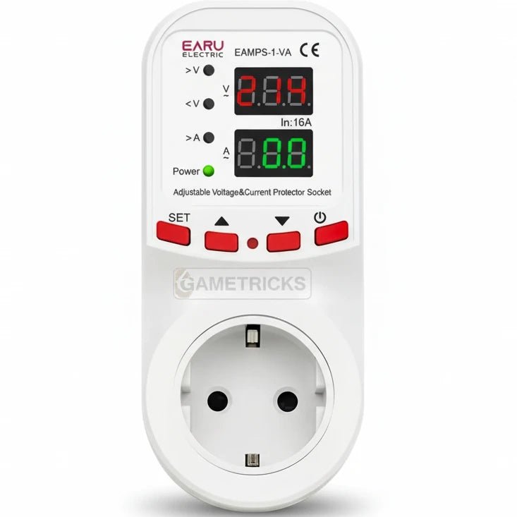 EARU Automatic Voltage Surge Protector – Over & Under Voltage Current Limiter Safety Device - gametricks
