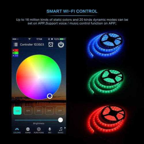 Marvelights LED Strip Lights WiFi Wireless Smart Phone APP Controlled RGB Light Strips Kit Marvelights