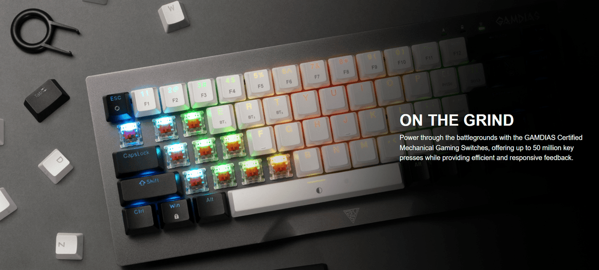 GAMDIAS HERMES M4 HYBRID MECHANICAL 60% GAMING KEYBOARD WITH RED SWITCH | WIRELESS or WIRED CONNECTIVITY - gametricks