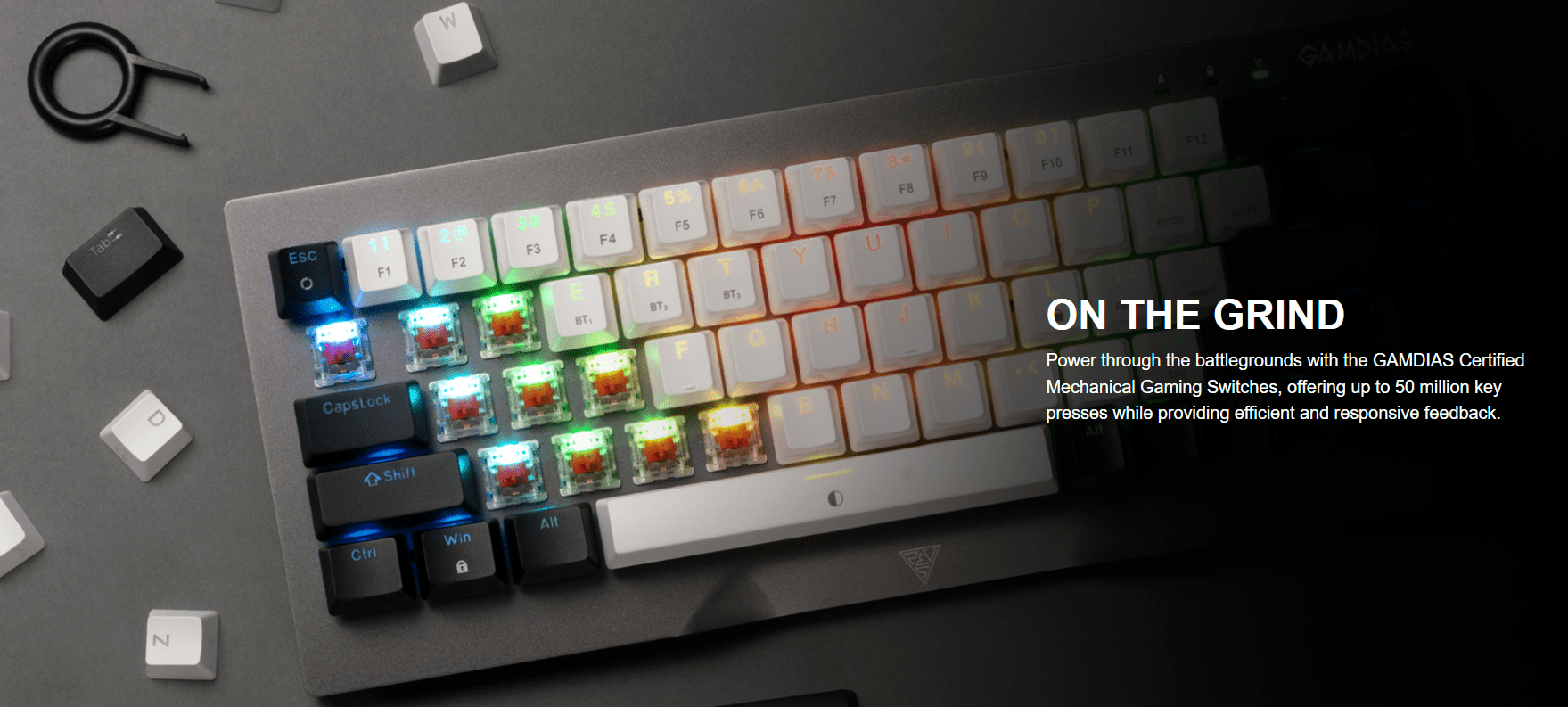 GAMDIAS HERMES M4 HYBRID MECHANICAL 60% GAMING KEYBOARD WITH RED SWITCH | WIRELESS or WIRED CONNECTIVITY - gametricks