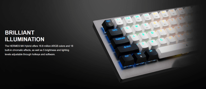 GAMDIAS HERMES M4 HYBRID MECHANICAL 60% GAMING KEYBOARD WITH RED SWITCH | WIRELESS or WIRED CONNECTIVITY - gametricks