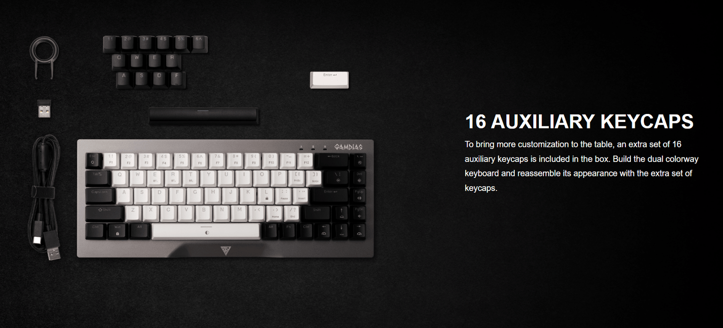 GAMDIAS HERMES M4 HYBRID MECHANICAL 60% GAMING KEYBOARD WITH RED SWITCH | WIRELESS or WIRED CONNECTIVITY - gametricks