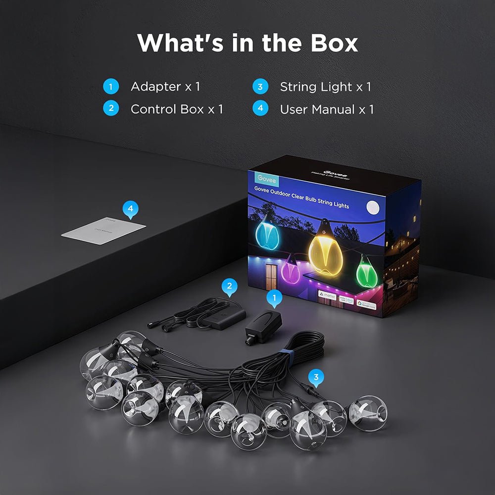 Govee Outdoor Clear Bulb String smart durable Lights - gametricks