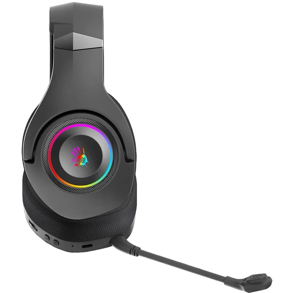 Gaming headset with RGB lighting on a black background