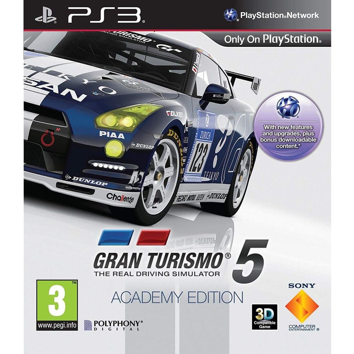 Gran Turismo 5 Academy Edition PS3 front cover on white square background