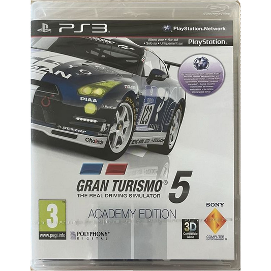 Gran Turismo 5 Academy Edition - PlayStation 3 | PS3 straight front view on white square background