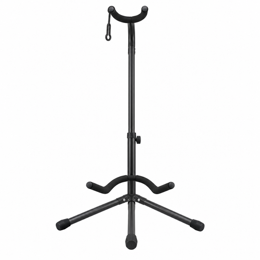 Black adjustable guitar stand – front view