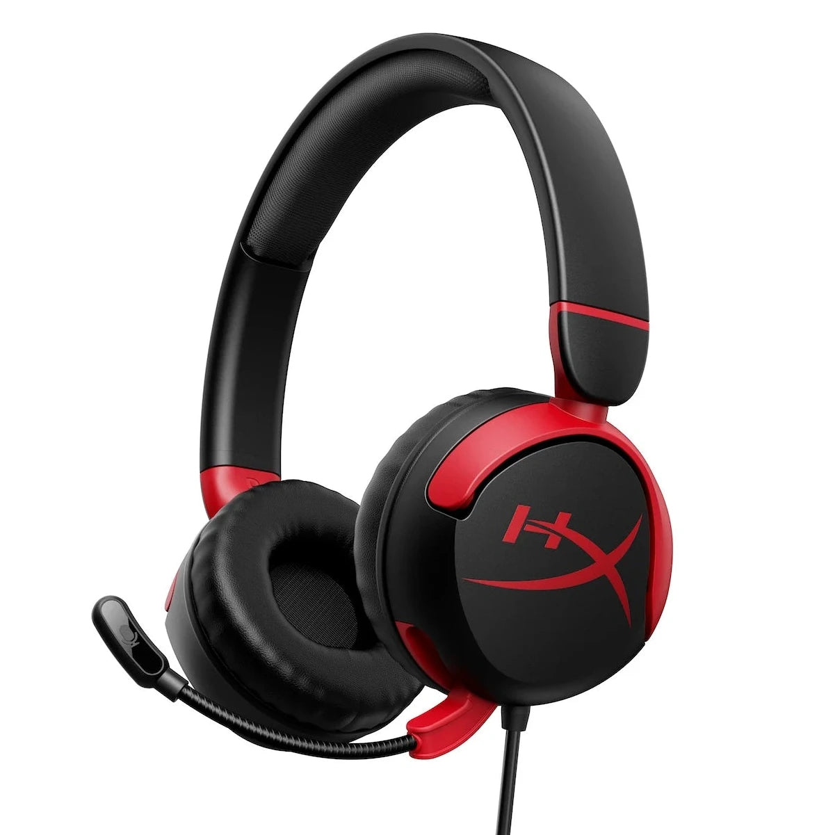 Black and red gaming headset with HyperX logo on a white background