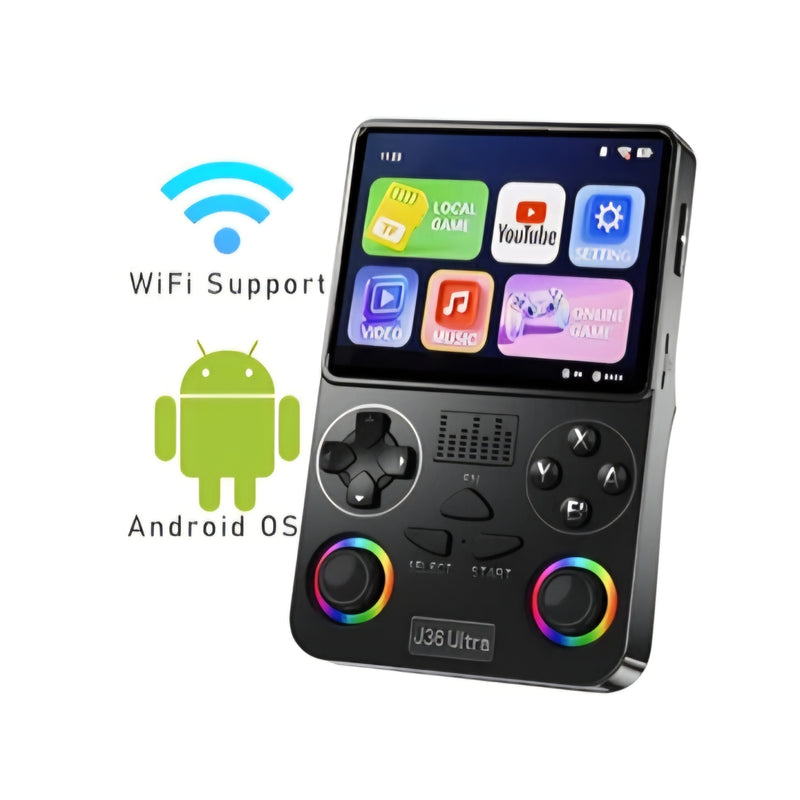 J36 Ultra Handheld Game Console WiFi and Android features