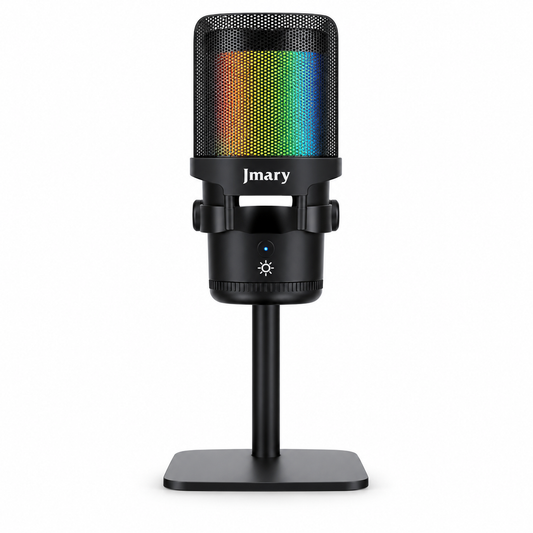 Jmary MC-PW13 USB RGB microphone front view on white background