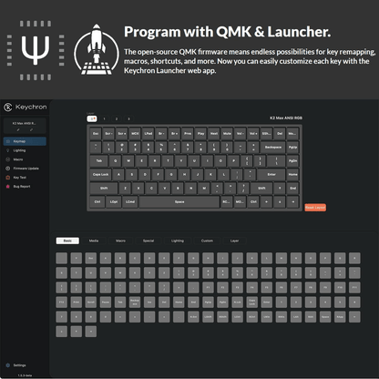 Keychron K2 Max QMK Wireless Mechanical Keyboard With 75% Layout, Super Banana Switch - gametricks