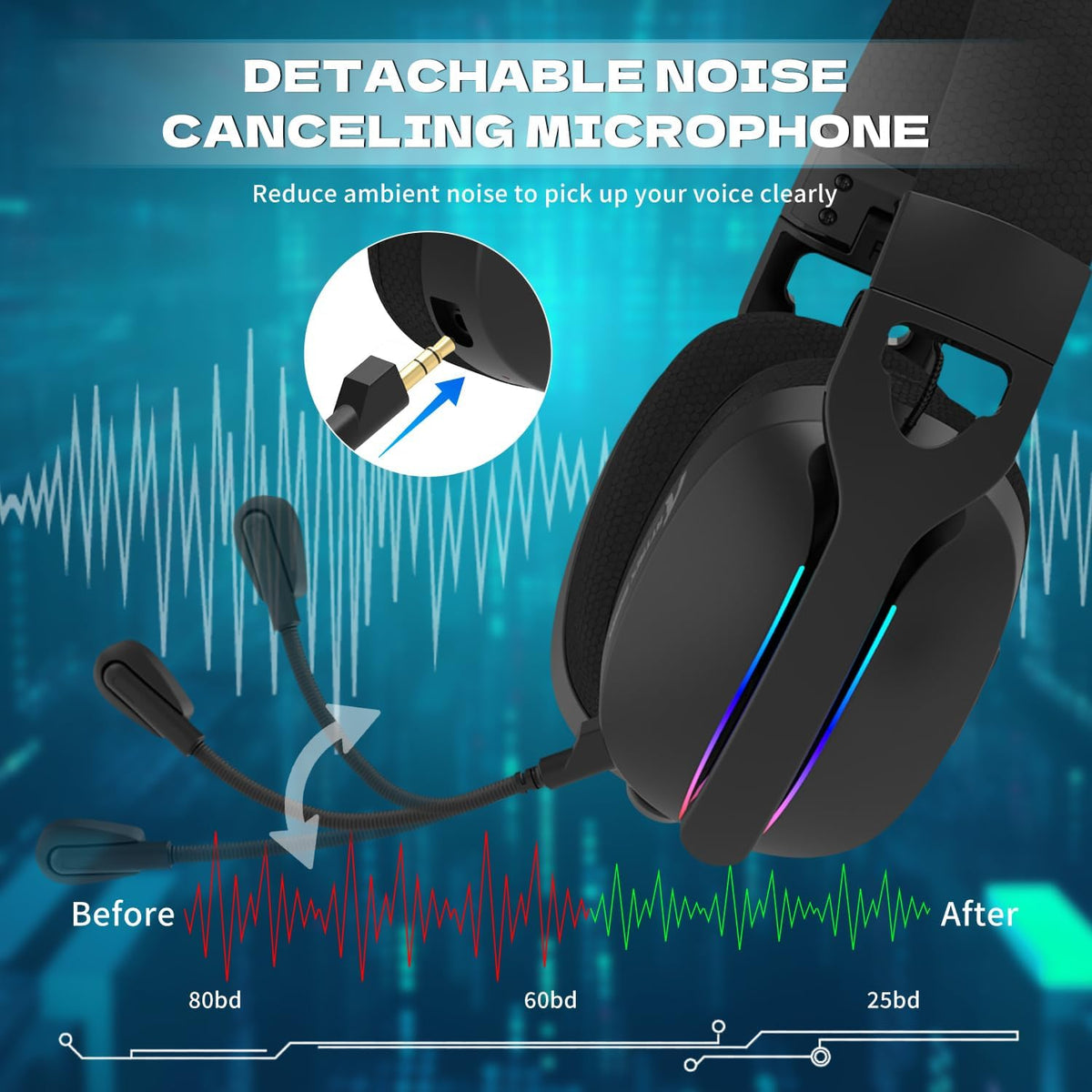ATTACK SHARK L90 Over-Ear Tri-Mode Wireless/Wired Gaming Headphone with Mic
