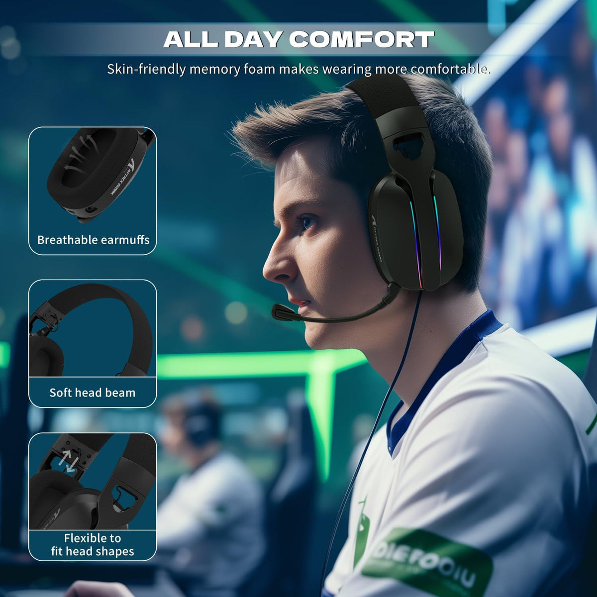 ATTACK SHARK L90 Over-Ear Tri-Mode Wireless/Wired Gaming Headphone with Mic