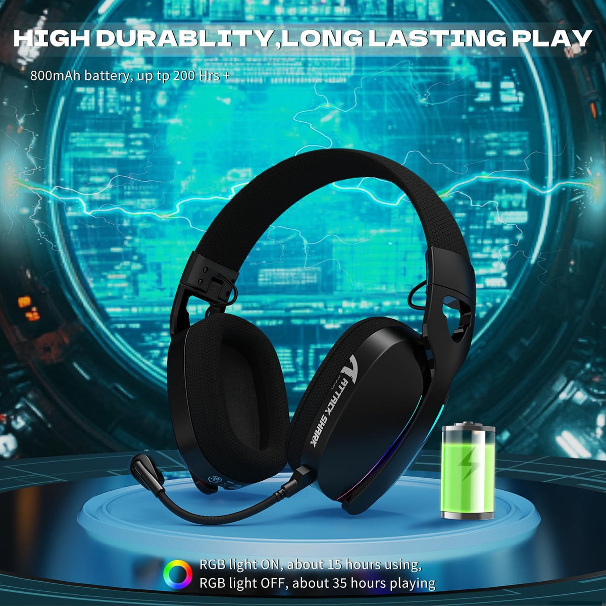 ATTACK SHARK L90 Over-Ear Tri-Mode Wireless/Wired Gaming Headphone with Mic