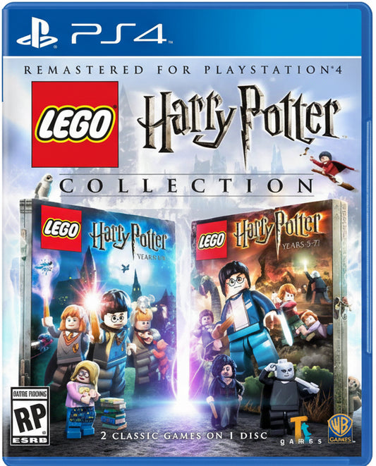 Cover of LEGO Harry Potter Collection for PlayStation 4 with two game cases displayed.