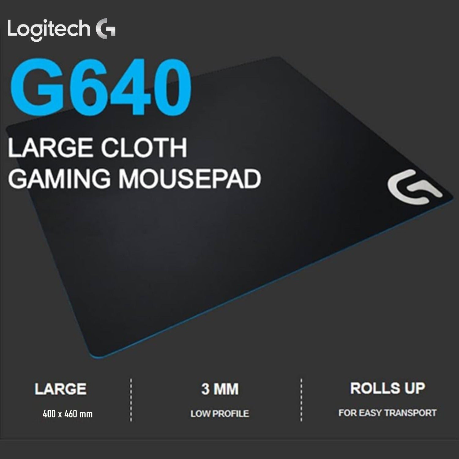 Logitech G640 Large Cloth Gaming Mouse Pad, 460x400mm, Optimized for Logitech G Sensors - gametricks
