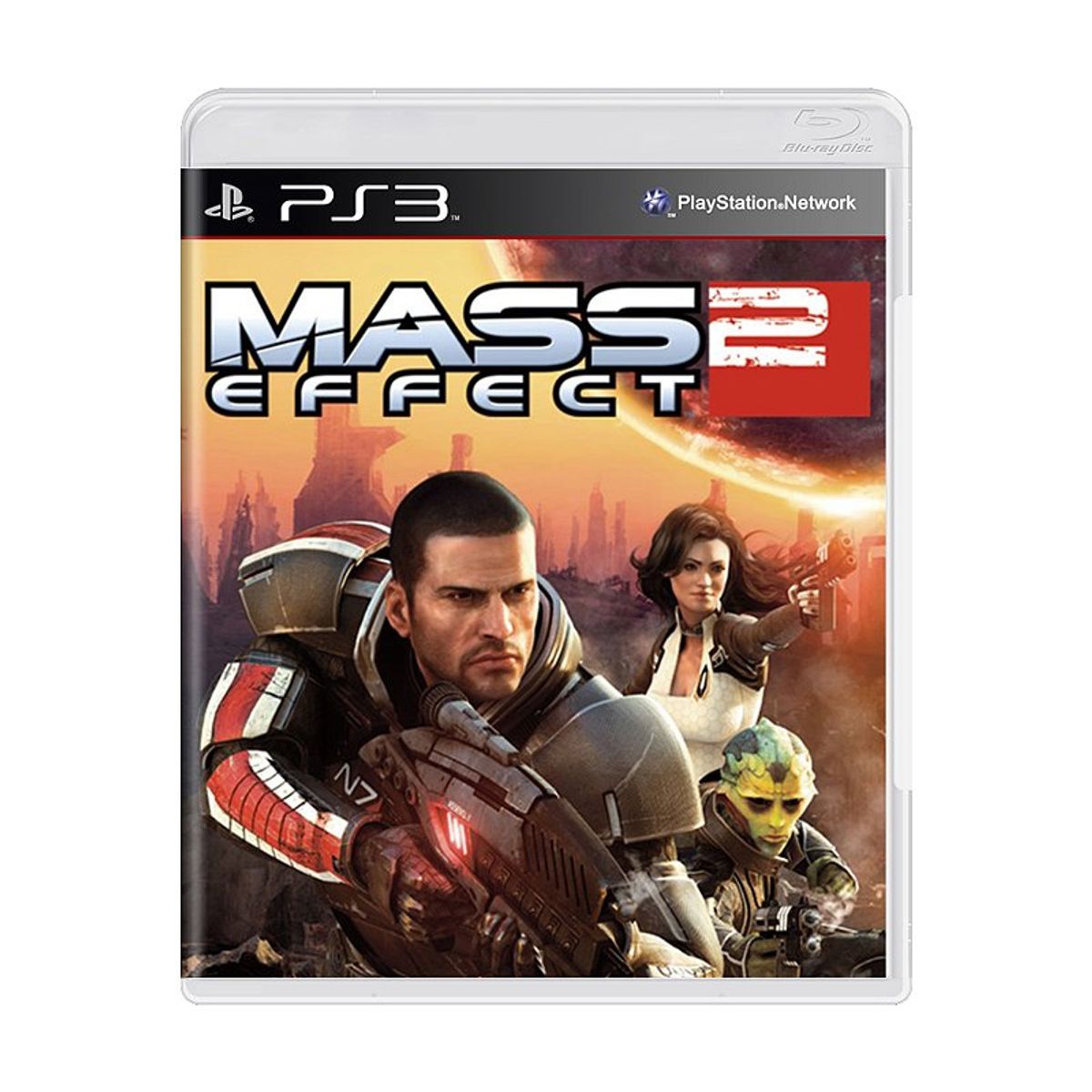 Mass Effect 2 PS3 front cover on white square background