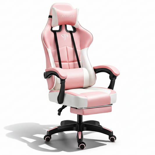 East Seat YT012 Gaming Chair Pink with Footrest