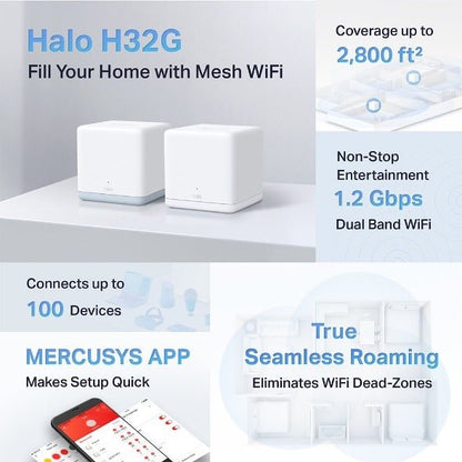MERCUSYS Halo H32G AC1200 Whole Home Mesh Wi - Fi System - gametricks