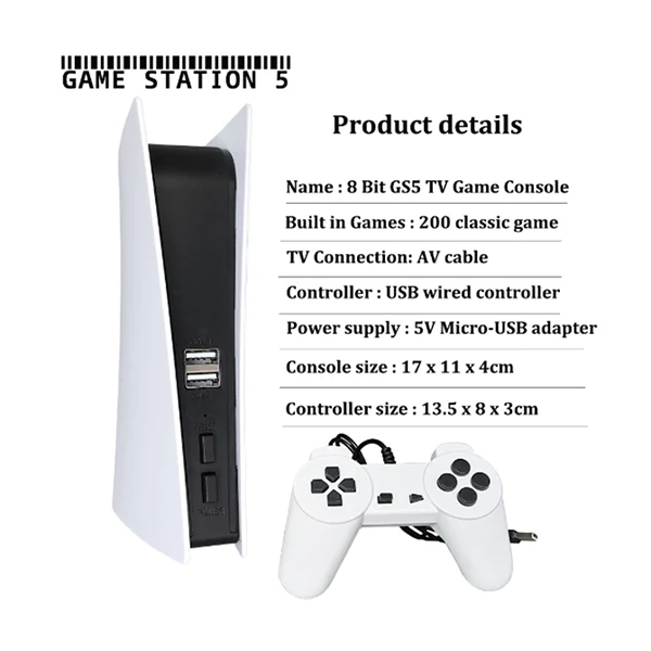 GS5 TV Console Retro , wired joysticks and 200 games onboard