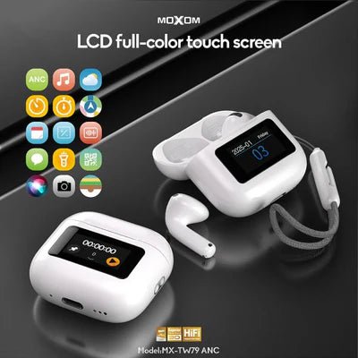 Moxom MX - TW79 ANC Earbuds With Digital Touch Screen - gametricks