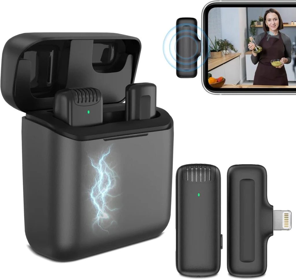 Moxom Noise Reduction Wireless Microphone for Live Shows, Vlogs, and Interviews - Lightning - gametricks