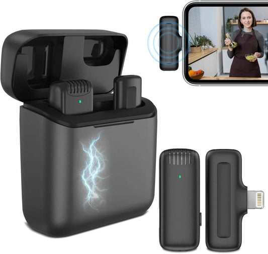 Moxom Noise Reduction Wireless Microphone for Live Shows, Vlogs, and Interviews - Lightning - gametricks
