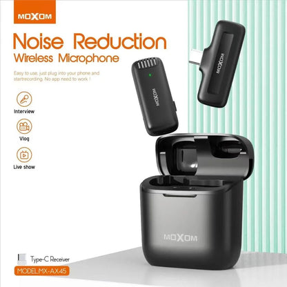 Moxom Noise Reduction Wireless Microphone for Live Shows, Vlogs, and Interviews - Type - C - gametricks