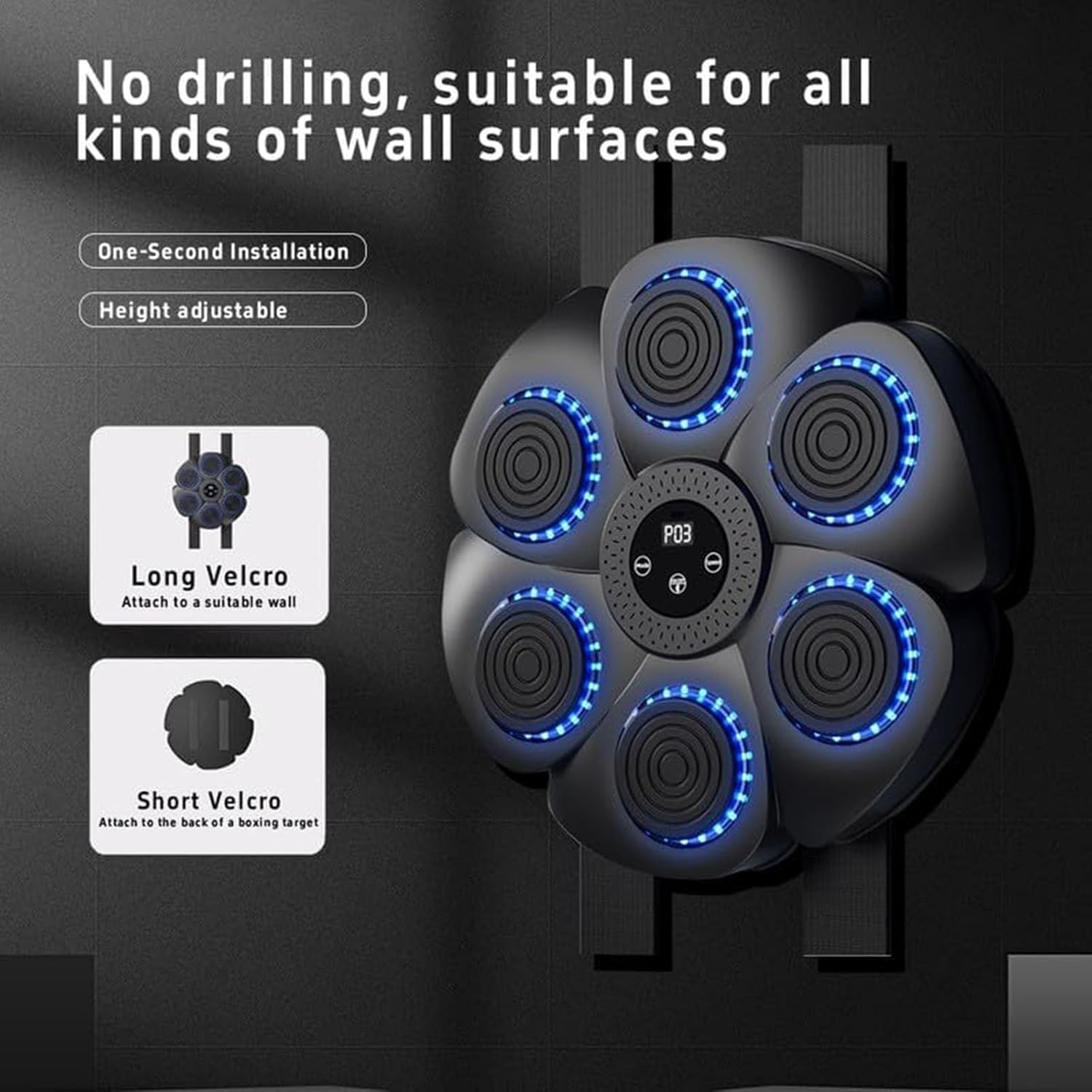 MUSIC BOXING MACHINE , Smart Bluetooth Boxing Machine Wall Mounted Boxing Training Stress Relief - gametricks