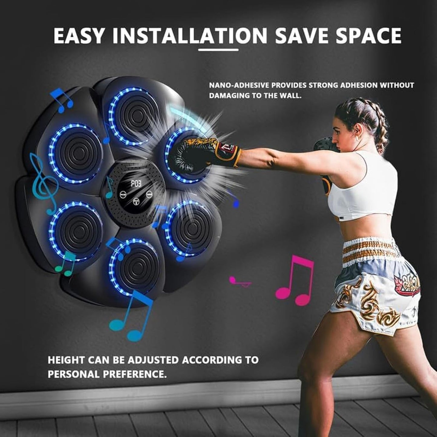 MUSIC BOXING MACHINE , Smart Bluetooth Boxing Machine Wall Mounted Boxing Training Stress Relief - gametricks