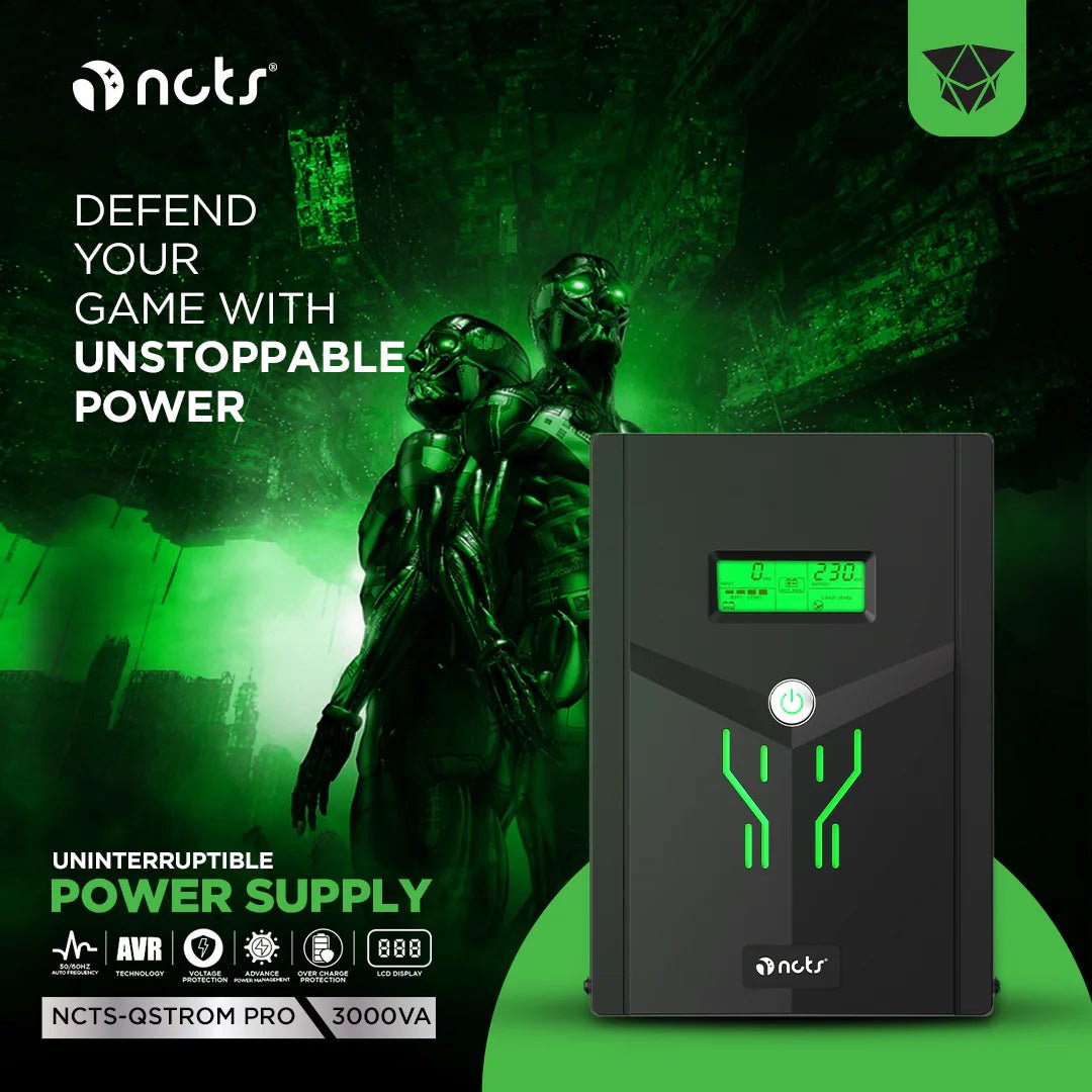 NCTS QSTROM PRO 3000VA/1800W Line Interactive UPS with AVR - gametricks