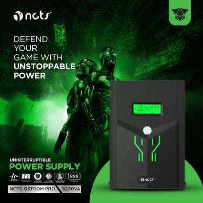 NCTS QSTROM PRO 3000VA/1800W Line Interactive UPS with AVR - gametricks