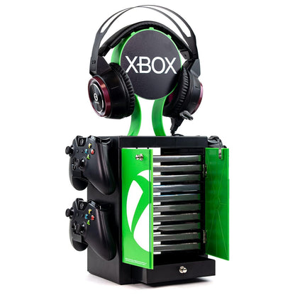 Numskull Official Xbox Series X Storage Locker, Headset Holder and Controller - Holds 10 Game Cases or Blu - Ray Discs, 4 Xbox Controllers - gametricks