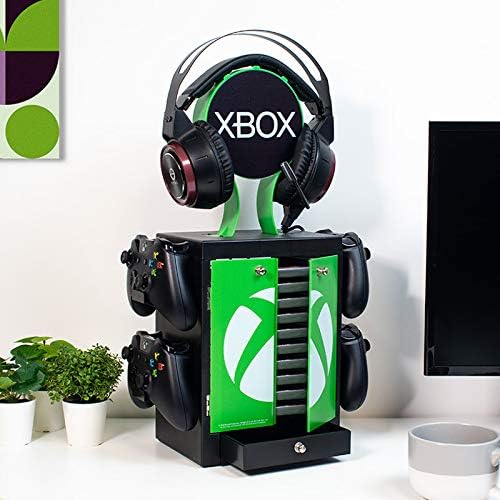 Numskull Official Xbox Series X Storage Locker, Headset Holder and Controller - Holds 10 Game Cases or Blu - Ray Discs, 4 Xbox Controllers - gametricks