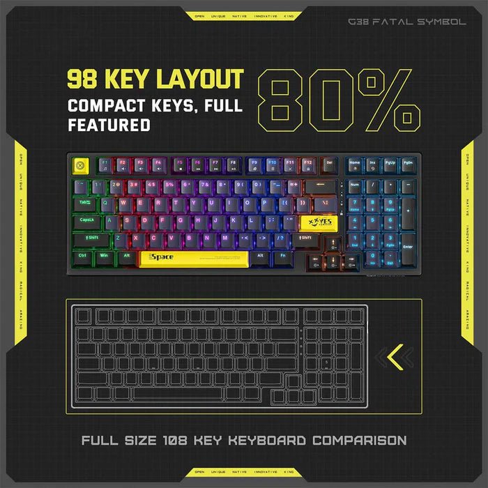 Onikuma G38 98 Keys RGB Wired Mechanical Gaming Keyboard - gametricks