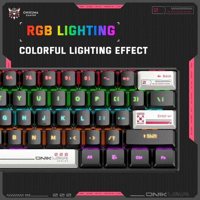 Onikuma G55 60% RGB Wired Mechanical Gaming Keyboard Black (Tea Axis Switch) - gametricks