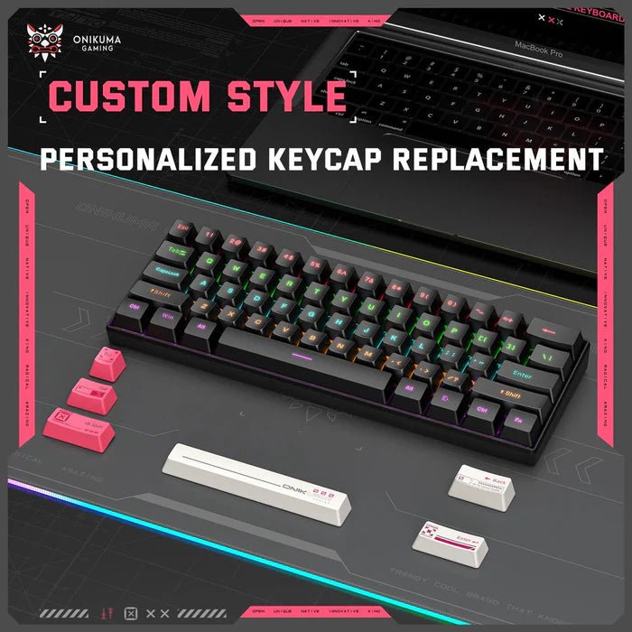 Onikuma G55 60% RGB Wired Mechanical Gaming Keyboard Black (Tea Axis Switch) - gametricks