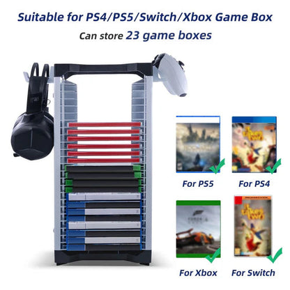 Dobe Game Disc Storage Stand For pS5, PS4, Xbox & Nintendo Games with Hanging Hook - Black/White DOBE