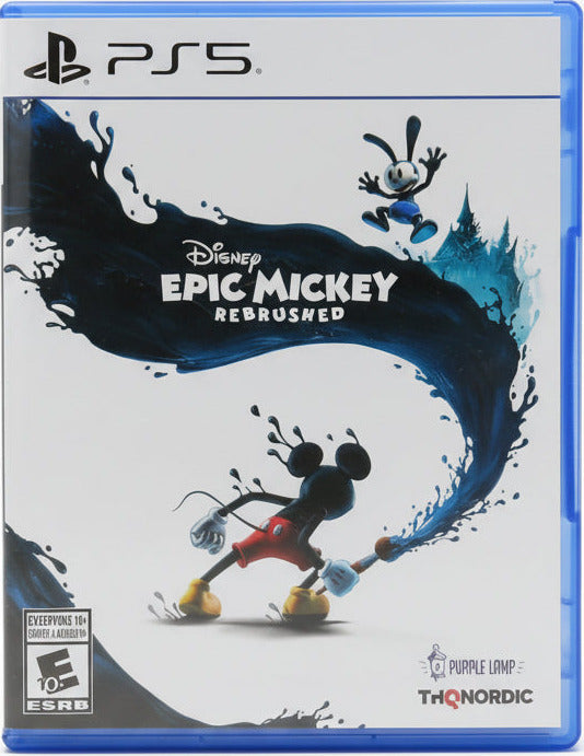 Game box for 'Epic Mickey Rebrushed' on PS5 with Disney branding