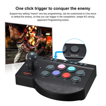 PXN Arcade Fight Stick 0082 Fight Stick Arcade Game Fighting Joystick PC with Turbo/Macro Functions Compatible with PC, PS4, PS3, Xbox, Switch - gametricks