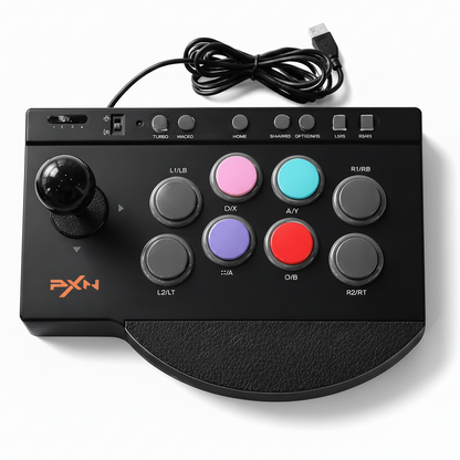 PXN Arcade Fight Stick 0082 Fight Stick Arcade Game Fighting Joystick PC with Turbo/Macro Functions Compatible with PC, PS4, PS3, Xbox, Switch - gametricks