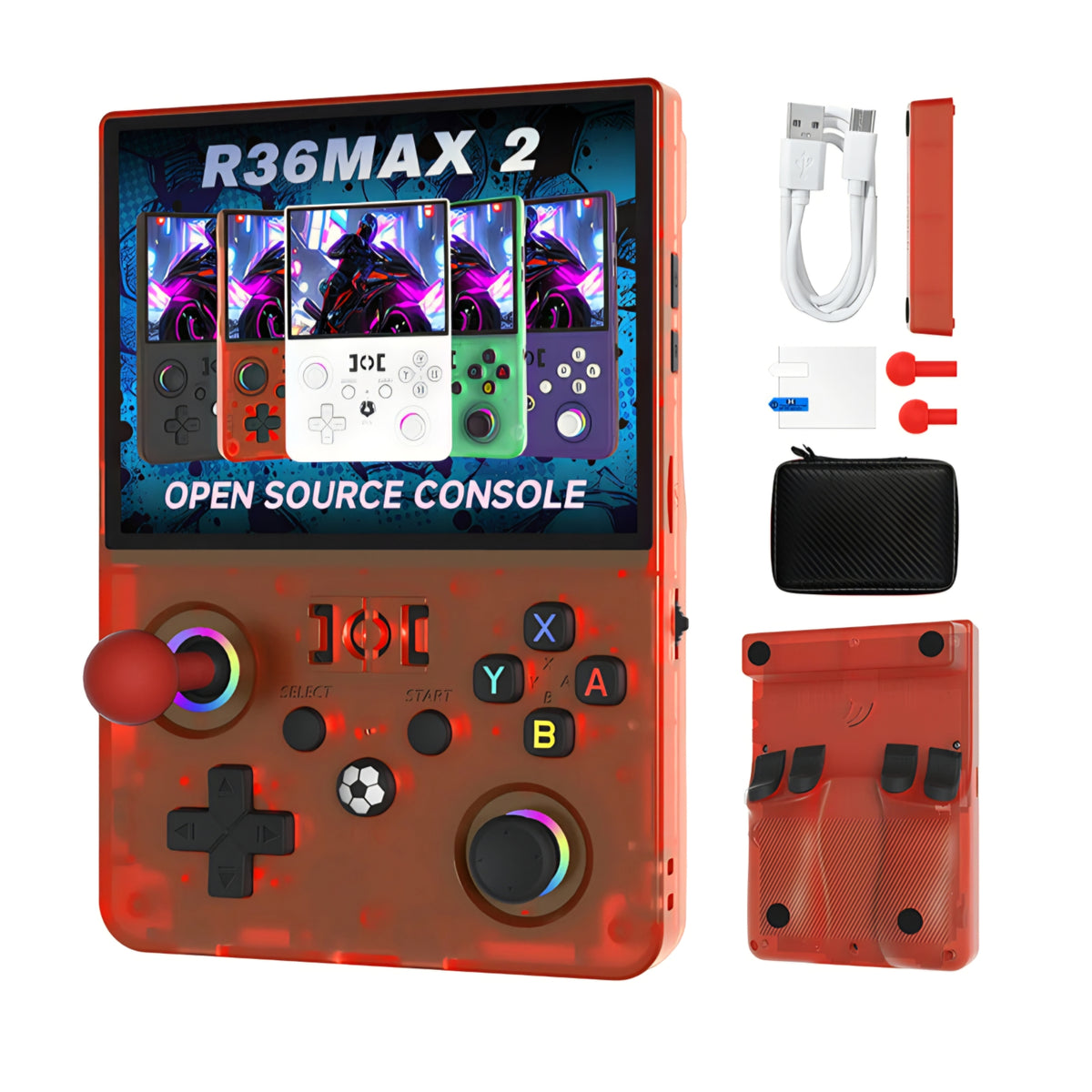 R36 Max 2 Handheld Game Console 4.5 Inch Linux System 4000mah Supports Wifi 30+simulators 18500+ Games Included