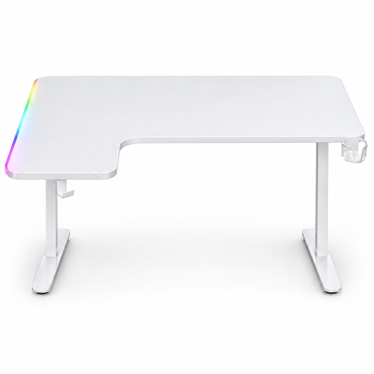 RGB Pro white 160cm gaming desk front view on white background – AI-edited supplier image
